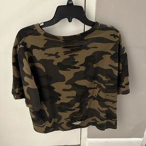 Camo crop top with slits